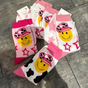 Bundle of cowgirl smiley socks